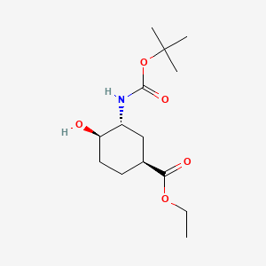 (1S,3R,4R)-Ethyl 3-((tert-butoxycarbonyl)amino)-4-hydroxycyclohexanecarboxylate chemical structure (CAS 365997-33-7)