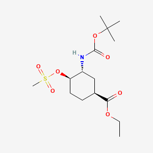 (1S,3R,4R)-Ethyl 3-((tert-butoxycarbonyl)amino)-4-((methylsulfonyl)oxy)cyclohexanecarboxylate chemical structure (CAS 365997-36-0)