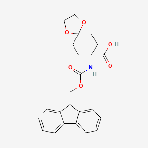 8-((((9H-Fluoren-9-yl)methoxy)carbonyl)amino)-1,4-dioxaspiro[4.5]decane-8-carboxylic acid chemical structure (CAS 369403-24-7)