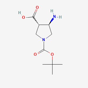 trans-4-Amino-1-(tert-butoxycarbonyl)pyrrolidine-3-carboxylic acid chemical structure (CAS 369623-85-8)