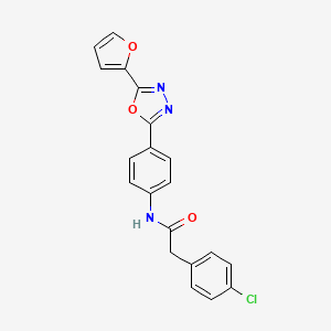 2-(4-Chlorophenyl)-N-(4-(5-(furan-2-yl)-1,3,4-oxadiazol-2-yl)phenyl)acetamide chemical structure (CAS 370854-75-4)