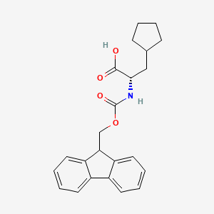(S)-2-((((9H-Fluoren-9-yl)methoxy)carbonyl)amino)-3-cyclopentylpropanoic acid chemical structure (CAS 371770-32-0)
