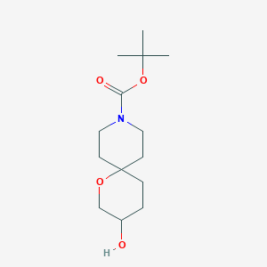 tert-Butyl 3-hydroxy-1-oxa-9-azaspiro[5.5]undecane-9-carboxylate chemical structure (CAS 374795-42-3)