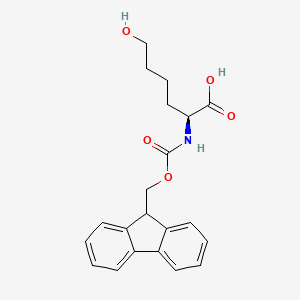 (S)-2-((((9H-Fluoren-9-yl)methoxy)carbonyl)amino)-6-hydroxyhexanoic acid chemical structure (CAS 374899-60-2)