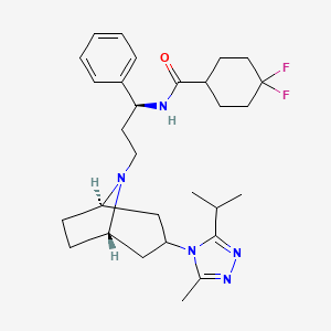 4,4-Difluoro-N-((S)-3-((1R,3R,5S)-3-(3-isopropyl-5-methyl-4H-1,2,4-triazol-4-yl)-8-azabicyclo[3.2.1]octan-8-yl)-1-phenylpropyl)cyclohexane-1-carboxamide chemical structure (CAS 376348-65-1)