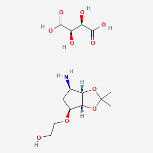 2-(((3aR,4S,6R,6aS)-6-Amino-2,2-dimethyltetrahydro-3aH-cyclopenta[d][1,3]dioxol-4-yl)oxy)ethanol (2R,3R)-2,3-dihydroxysuccinate chemical structure (CAS 376608-65-0)