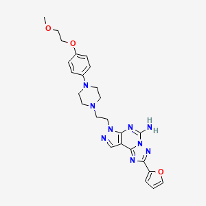2-(Furan-2-yl)-7-(2-(4-(4-(2-methoxyethoxy)phenyl)piperazin-1-yl)ethyl)-7H-pyrazolo[4,3-e][1,2,4]triazolo[1,5-c]pyrimidin-5-amine chemical structure (CAS 377727-87-2)