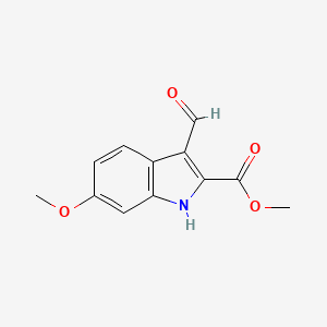 Methyl 3-formyl-6-methoxy-1H-indole-2-carboxylate chemical structure (CAS 379260-71-6)