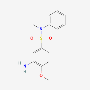 3-Amino-N-ethyl-4-methoxy-N-phenylbenzene-1-sulfonamide chemical structure (CAS 379726-48-4)