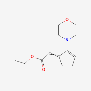 Ethyl 2-(2-morpholinocyclopent-2-en-1-ylidene)acetate chemical structure (CAS 380350-42-5)