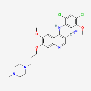 4-((2,4-Dichloro-5-methoxyphenyl)amino)-6-methoxy-7-(3-(4-methylpiperazin-1-yl)propoxy)quinoline-3-carbonitrile chemical structure (CAS 380843-75-4)