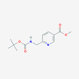 Methyl 6-(((tert-butoxycarbonyl)amino)methyl)nicotinate chemical structure (CAS 384831-57-6)