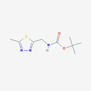 tert-Butyl ((5-methyl-1,3,4-thiadiazol-2-yl)methyl)carbamate chemical structure (CAS 388630-69-1)