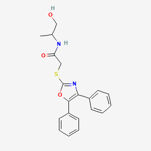 2-((4,5-Diphenyloxazol-2-yl)thio)-N-(1-hydroxypropan-2-yl)acetamide chemical structure (CAS 392703-17-2)