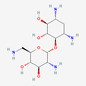 (2R,3S,4R,5R,6R)-5-Amino-2-(aminomethyl)-6-(((1R,2R,3S,4R,6S)-4,6-diamino-2,3-dihydroxycyclohexyl)oxy)tetrahydro-2H-pyran-3,4-diol chemical structure (CAS 3947-65-7)