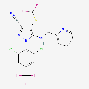 1-(2,6-Dichloro-4-(trifluoromethyl)phenyl)-4-((difluoromethyl)thio)-5-((pyridin-2-ylmethyl)amino)-1H-pyrazole-3-carbonitrile chemical structure (CAS 394730-71-3)