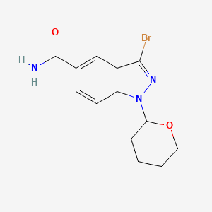 3-Bromo-1-(tetrahydro-2H-pyran-2-yl)-1H-indazole-5-carboxamide chemical structure (CAS 395101-84-5)