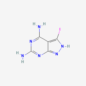 3-Iodo-1H-pyrazolo[3,4-d]pyrimidine-4,6-diamine chemical structure (CAS 398117-44-7)