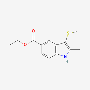 Ethyl 2-methyl-3-(methylthio)-1H-indole-5-carboxylate chemical structure (CAS 40015-20-1)