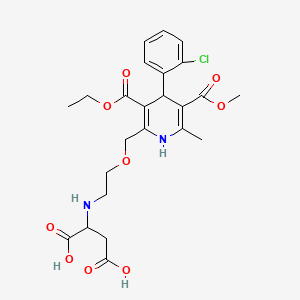 2-((2-((4-(2-Chlorophenyl)-3-(ethoxycarbonyl)-5-(methoxycarbonyl)-6-methyl-1,4-dihydropyridin-2-yl)methoxy)ethyl)amino)succinic acid chemical structure (CAS 400602-35-9)