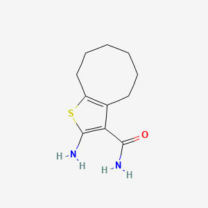 2-Amino-4,5,6,7,8,9-hexahydrocycloocta[b]thiophene-3-carboxamide chemical structure (CAS 40106-15-8)