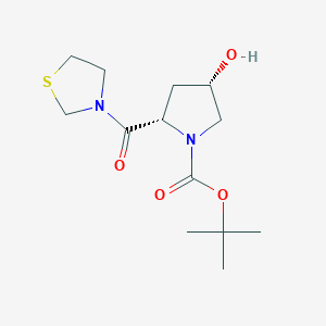 tert-Butyl (2S,4S)-4-hydroxy-2-(thiazolidine-3-carbonyl)pyrrolidine-1-carboxylate chemical structure (CAS 401564-34-9)