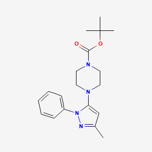 tert-Butyl 4-(3-methyl-1-phenyl-1H-pyrazol-5-yl)piperazine-1-carboxylate chemical structure (CAS 401566-78-7)
