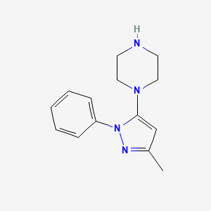 1-(3-Methyl-1-phenyl-1H-pyrazol-5-yl)piperazine chemical structure (CAS 401566-79-8)