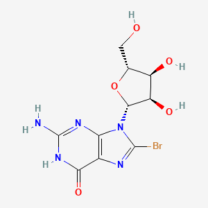 2-Amino-8-bromo-9-((2R,3R,4S,5R)-3,4-dihydroxy-5-(hydroxymethyl)tetrahydrofuran-2-yl)-1H-purin-6(9H)-one chemical structure (CAS 4016-63-1)