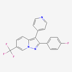 2-(4-Fluorophenyl)-3-(pyridin-4-yl)-6-(trifluoromethyl)pyrazolo[1,5-a]pyridine chemical structure (CAS 401815-92-7)