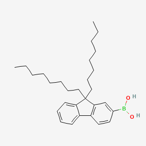 (9,9-Dioctyl-9H-fluoren-2-yl)boronic acid chemical structure (CAS 402790-30-1)