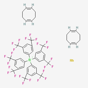 Bis(1,5-cyclooctadiene)rhodium tetrakis[3,5-bis(trifluoromethyl)phenyl]borate chemical structure (CAS 404573-66-6)