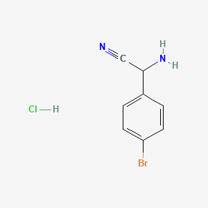2-Amino-2-(4-bromophenyl)acetonitrile hydrochloride chemical structure (CAS 40658-53-5)