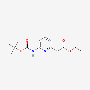 Ethyl 2-(6-((tert-butoxycarbonyl)amino)pyridin-2-yl)acetate chemical structure (CAS 408365-87-7)