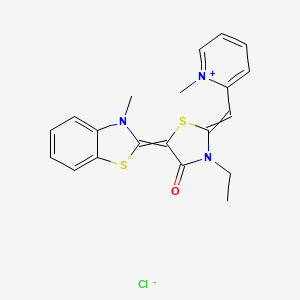 2-((3-Ethyl-5-(3-methylbenzo[d]thiazol-2(3H)-ylidene)-4-oxothiazolidin-2-ylidene)methyl)-1-methylpyridin-1-ium chloride chemical structure (CAS 409086-68-6)