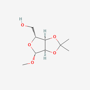 ((3aR,4R,6R,6aR)-6-Methoxy-2,2-dimethyltetrahydrofuro[3,4-d][1,3]dioxol-4-yl)methanol chemical structure (CAS 4099-85-8)