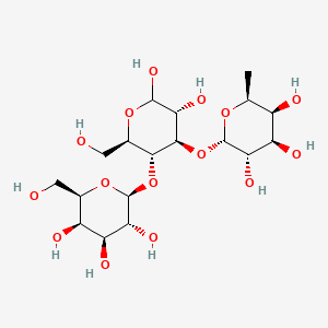 (2R,3R,4R,5R)-2,5,6-Trihydroxy-4-(((2S,3R,4S,5R,6R)-3,4,5-trihydroxy-6-(hydroxymethyl)tetrahydro-2H-pyran-2-yl)oxy)-3-(((2S,3S,4R,5S,6S)-3,4,5-trihydroxy-6-methyltetrahydro-2H-pyran-2-yl)oxy)hexanal chemical structure (CAS 41312-47-4)