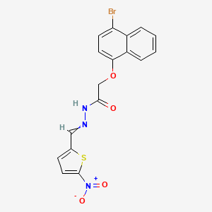 2-((4-Bromonaphthalen-1-yl)oxy)-N'-((5-nitrothiophen-2-yl)methylene)acetohydrazide chemical structure (CAS 413606-16-3)