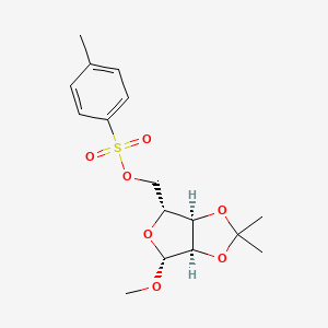 ((3aR,4R,6R,6aR)-6-Methoxy-2,2-dimethyltetrahydrofuro[3,4-d][1,3]dioxol-4-yl)methyl 4-methylbenzenesulfonate chemical structure (CAS 4137-56-8)