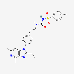 N-((4-(2-Ethyl-4,6-dimethyl-1H-imidazo[4,5-c]pyridin-1-yl)phenethyl)carbamoyl)-4-methylbenzenesulfonamide chemical structure (CAS 415903-37-6)