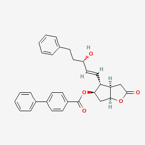 (3aR,4R,5R,6aS)-4-((S,E)-3-Hydroxy-5-phenylpent-1-en-1-yl)-2-oxohexahydro-2H-cyclopenta[b]furan-5-yl [1,1'-biphenyl]-4-carboxylate chemical structure (CAS 41639-73-0)
