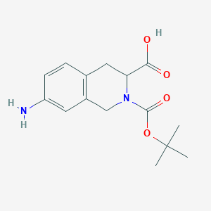 7-Amino-2-(tert-butoxycarbonyl)-1,2,3,4-tetrahydroisoquinoline-3-carboxylic acid chemical structure (CAS 420788-05-2)