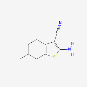 2-Amino-6-methyl-4,5,6,7-tetrahydrobenzo[b]thiophene-3-carbonitrile chemical structure (CAS 42225-04-7)