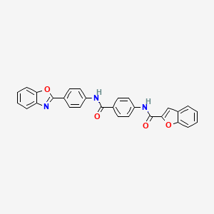 N-(4-((4-(Benzo[d]oxazol-2-yl)phenyl)carbamoyl)phenyl)benzofuran-2-carboxamide chemical structure (CAS 423148-46-3)