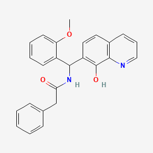N-((8-Hydroxyquinolin-7-yl)(2-methoxyphenyl)methyl)-2-phenylacetamide chemical structure (CAS 423731-38-8)