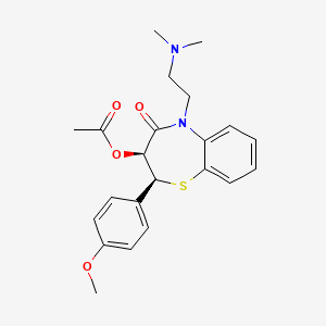 (2S,3S)-5-(2-(Dimethylamino)ethyl)-2-(4-methoxyphenyl)-4-oxo-2,3,4,5-tetrahydrobenzo[b][1,4]thiazepin-3-yl acetate chemical structure (CAS 42399-41-7)