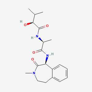 (S)-2-Hydroxy-3-methyl-N-((S)-1-(((S)-3-methyl-2-oxo-2,3,4,5-tetrahydro-1H-benzo[d]azepin-1-yl)amino)-1-oxopropan-2-yl)butanamide chemical structure (CAS 425386-60-3)