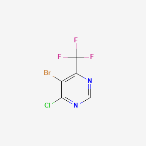 5-Bromo-4-chloro-6-(trifluoromethyl)pyrimidine chemical structure (CAS 425392-76-3)
