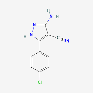 5-Amino-3-(4-chlorophenyl)-1H-pyrazole-4-carbonitrile chemical structure (CAS 42754-62-1)