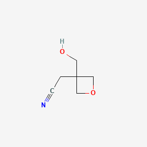 2-(3-(Hydroxymethyl)oxetan-3-yl)acetonitrile chemical structure (CAS 42941-62-8)